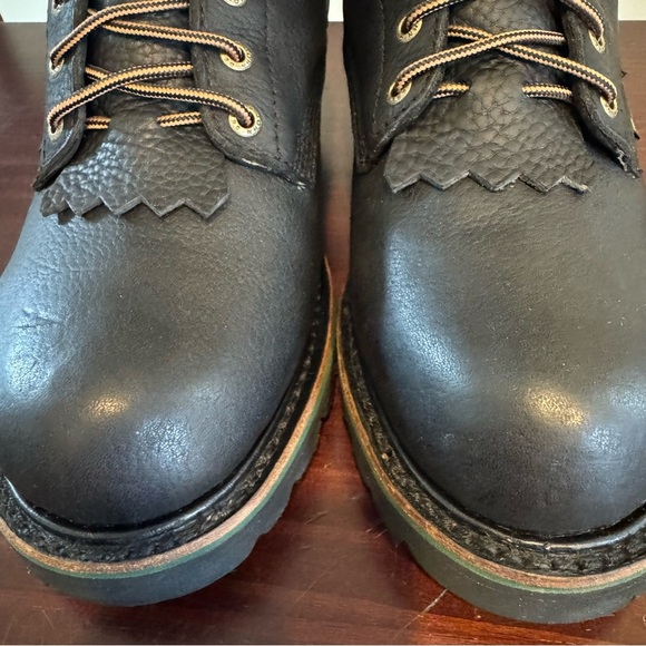 John Deere black leather boots Kiltie Tall lace up steel toe logger miner 8.5 - Picture 6 of 16